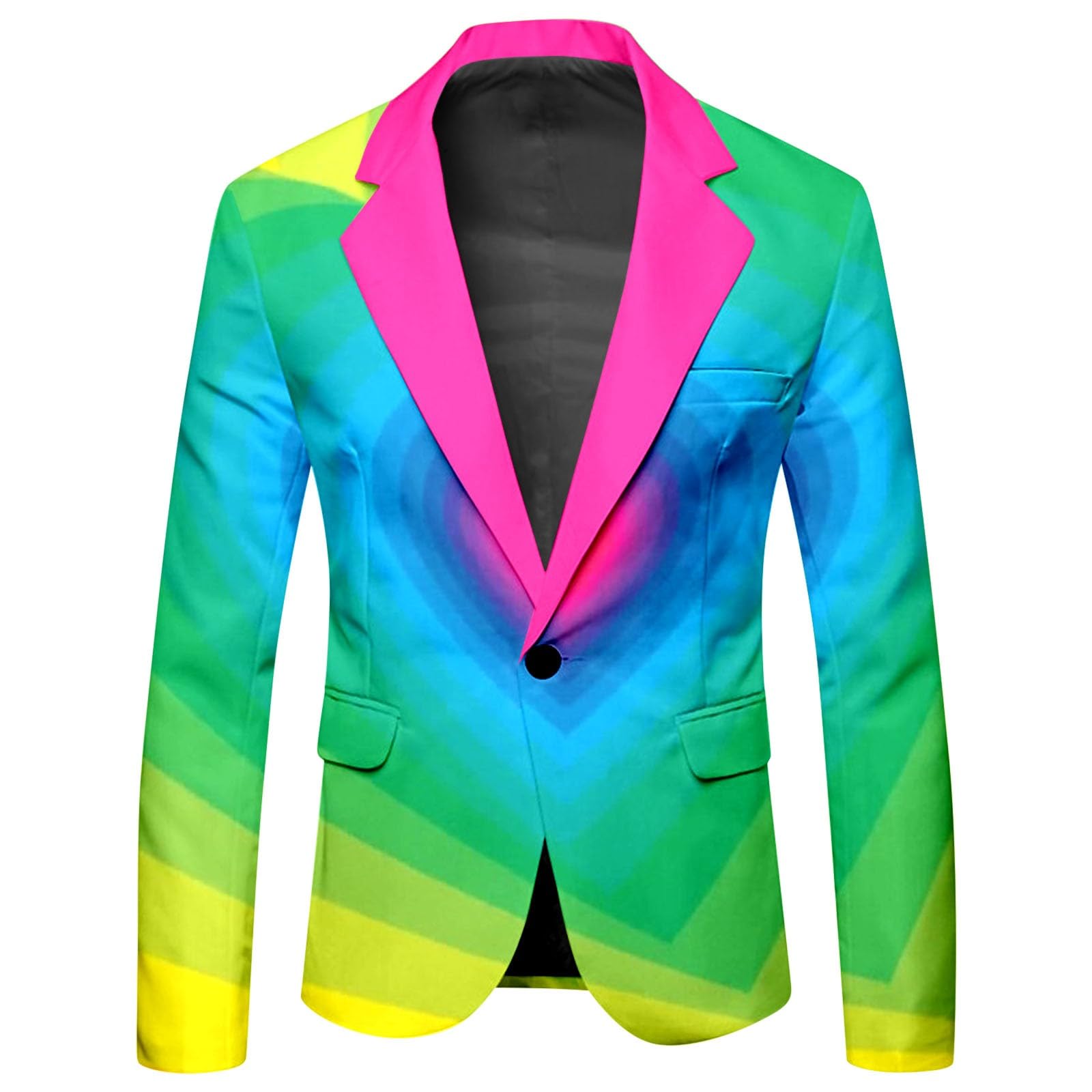 Neon Farbigen Anzug 2 Teiler Herren Lustige Regenbogen Kostüm Blazer Set Slim Fit Sakko + Anzughose Langarm Bunte Faschingskostüme Party Anzugjacke Zweiteiler Set Disco Nachtclub