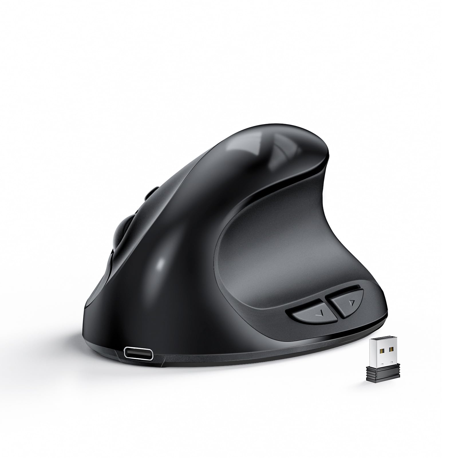 Photo 1 of Lekvey Ergonomic Mouse, Vertical Wireless Mouse for Small/Medium Hands, Rechargeable with USB Receiver, 3 DPI for Comfort, Relieves Wrist Pain, Carpal Tunnel Mouse for Laptop, PC, Computer, Mac, Black