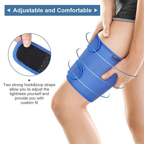 Miniatura 3 de Health Gear - Manga de compresión para muslos, soporte para muslos con material antideslizante para quad, ingle, inflamación, hinchazón, moretones,