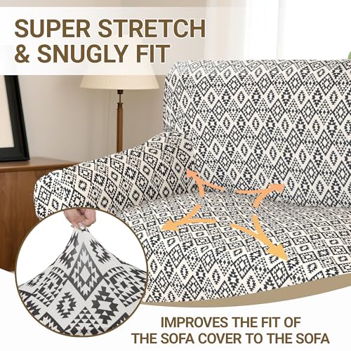 ALIECOM Sectional Couch Cover L Shaped Sofa Cover Washable Stretch Super Corner Sofa Slipcover U Shape Dog Pet Friendly Super Soft Furniture Protector for Living Room (Checkered Gray, X-Large) — view 4