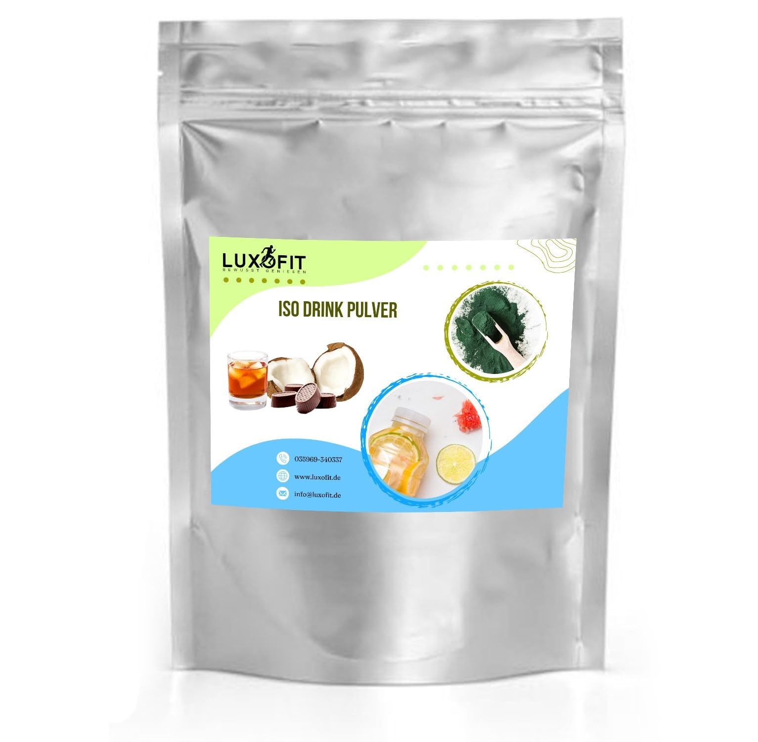 Luxofit Kokos Rum Praline Getränk isotonisch | Iso Drink Pulver, für Sportler geeignet, schnelle und einfache Zubereitung, Elektrolyte, Sommerdrink, Sportlergetränk (10 Kg)