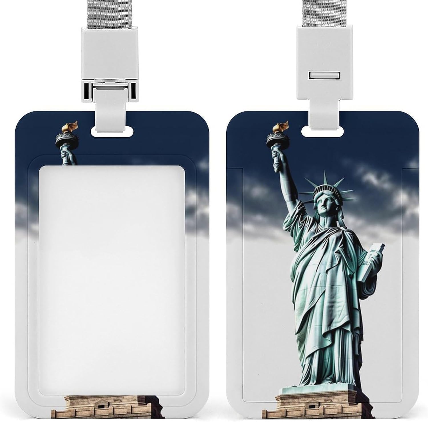 Sliding Statue of Liberty Id Badge Holder with Breakaway Lanyard