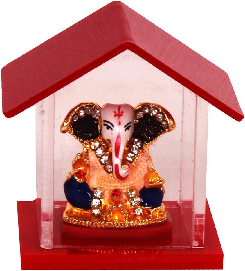 Purpledip Ganesha Ganapathi Miniature Statue Idol Showpiece for Home Temple Or Car Dashboard (10142)