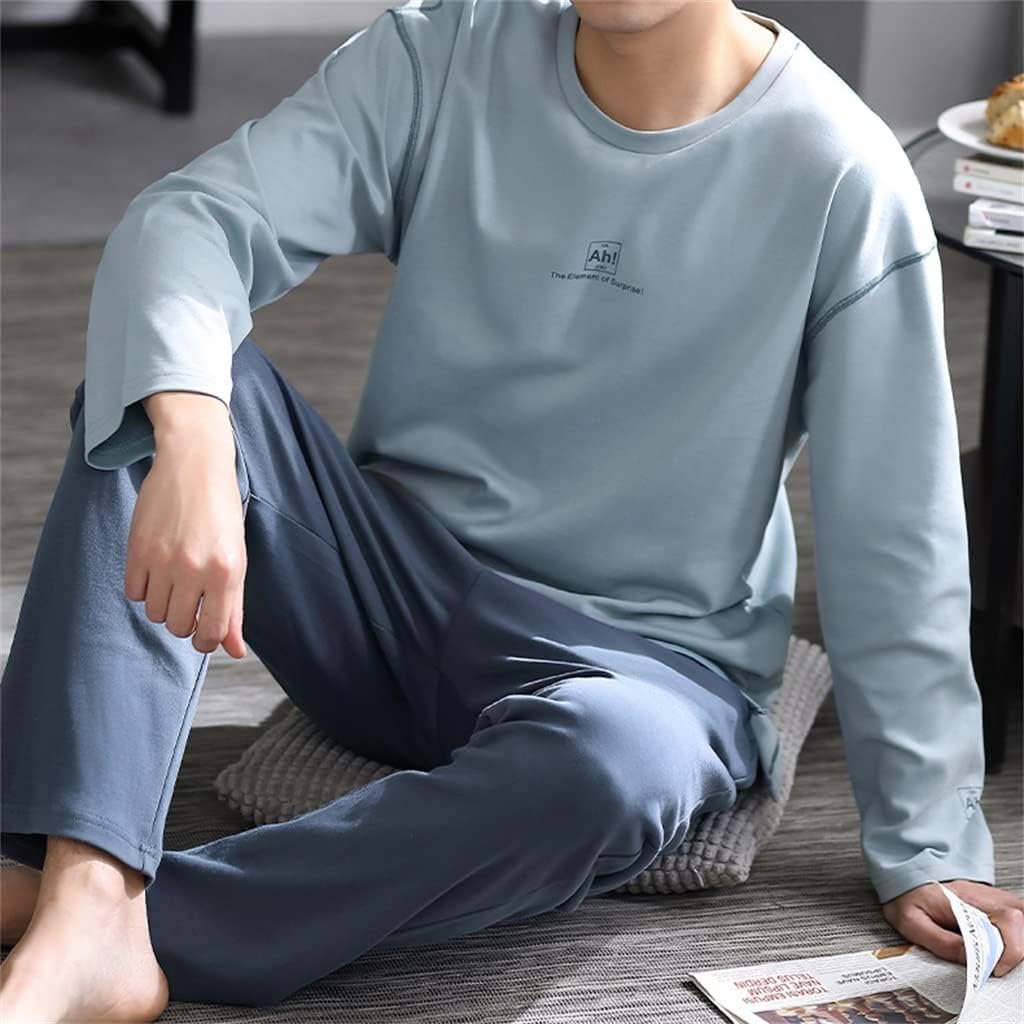 Pajamas Men's Spring and Autumn Models Cotton Long-Sleeved Loungewear and Thin SUITS