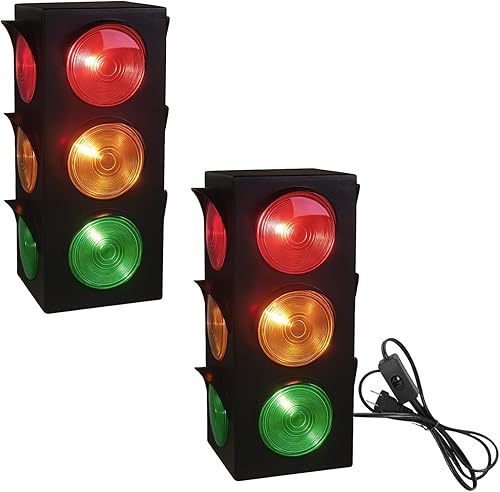 Miniatura 7 de The Dreidel Company Lámpara de luz de parada de tráfico, simula luz de parada de tráfico, enchufe de alimentación de CA, 12.25 pulgadas