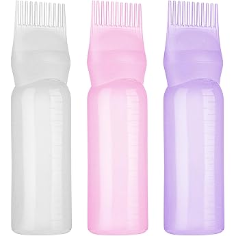 Pack of 3 Hair Oil Applicator 170 ml Root Comb Applicator Bottle Hair Oil Applicator Bottle with Graduated Scale - Reliable Hair Styling Tool for Hair Dye Colouring