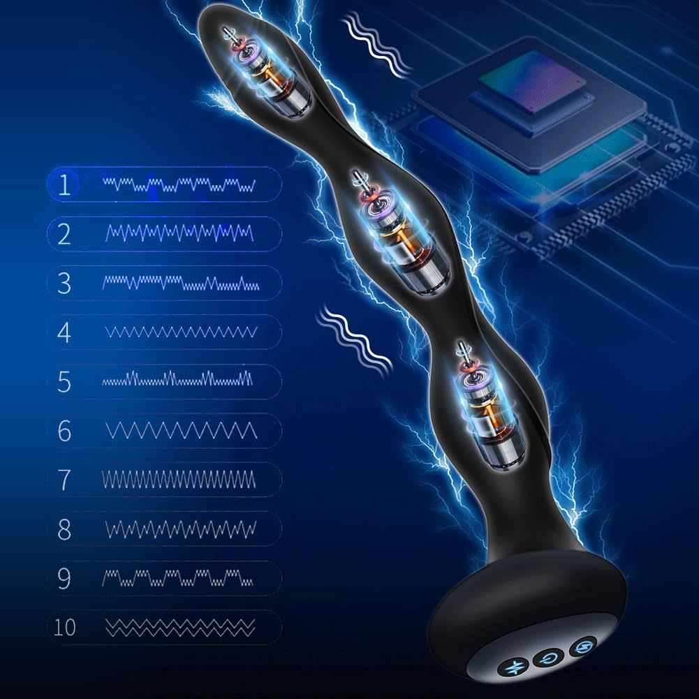 SXOVO Vibratore, Palline Anali Elettriche Vibranti con Funzione di Riscaldamento, Vibratore Anale con 10 Modalità di Vibrazione e 5 Intensità di Shock Elettrico, Sexytoysys per Donna Uomo Coppia