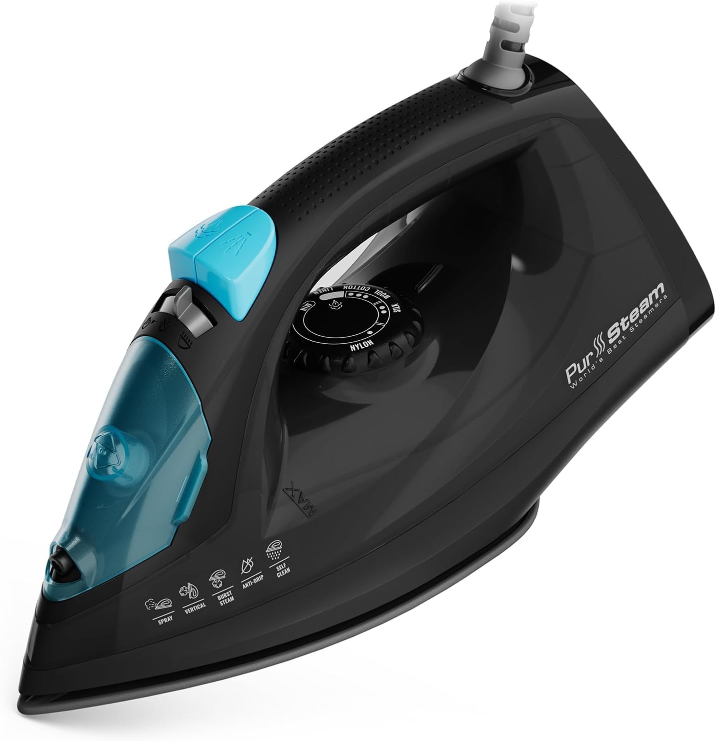 PurSteam SteamLite Steam Iron with Non-Stick Soleplate, Auto Shut-Off