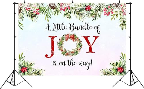 Miniatura 9 de Lofaris Telón de fondo rojo de Navidad para baby shower, un pequeño paquete de alegría está en camino, decoraciones de fiesta para niños y niñas,