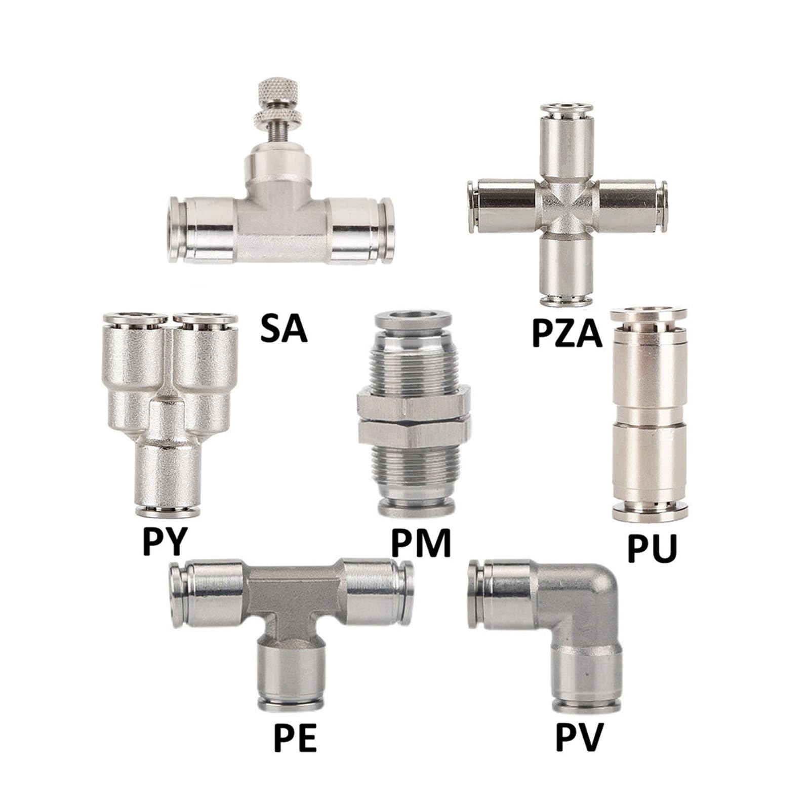 ZS Hardware Attacco rapido pneumatico metallico in acciaio inossidabile 304 | PU PV PE PY PZA SA PM Connettore for tubo dell'aria a spinta da 4-16 mm(PY,16mm)