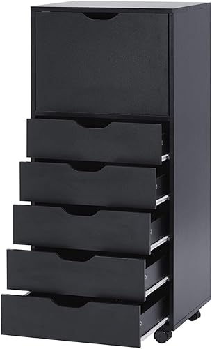 Naomi Home Carly Archivador de almacenamiento de oficina con 6 cajones sobre ruedas, unidad de cajón de almacenamiento móvil, organización de