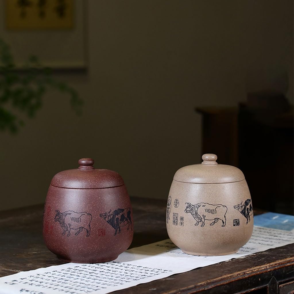 Tea Tin Ceramic Tea Caddy Purple Sand Tea Can Office Desktop Tea Can Exquisite Home Accessories Small Tea Can Tea Storage Container