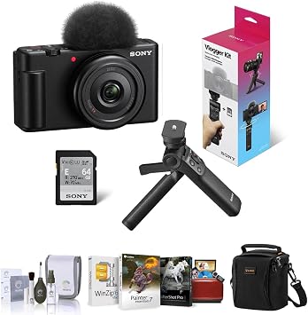 Sony ZV-1F Vlogging Camera, Black w/GP-VPT3 Shooting Grip, Mac Software Ac