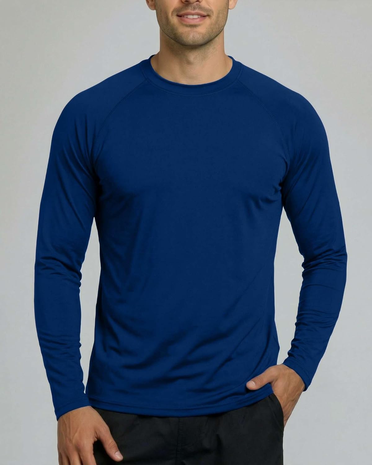 Real Essentials 4 Pack: Mens Long Sleeve Rash Guard Shirt UPF 50+ Swim Beach UV Sun Protection Fishing Quick Dry (Big & Tall)