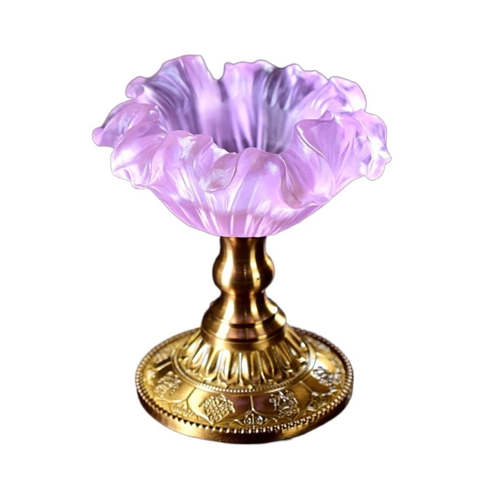 E7v2t9k6 Pink Candlelight Stand Creative Flower Shaped Candlestick Retro Glazed Candle Holder Desk Decoration Copper Base Candle Sticks Holder(Pink)
