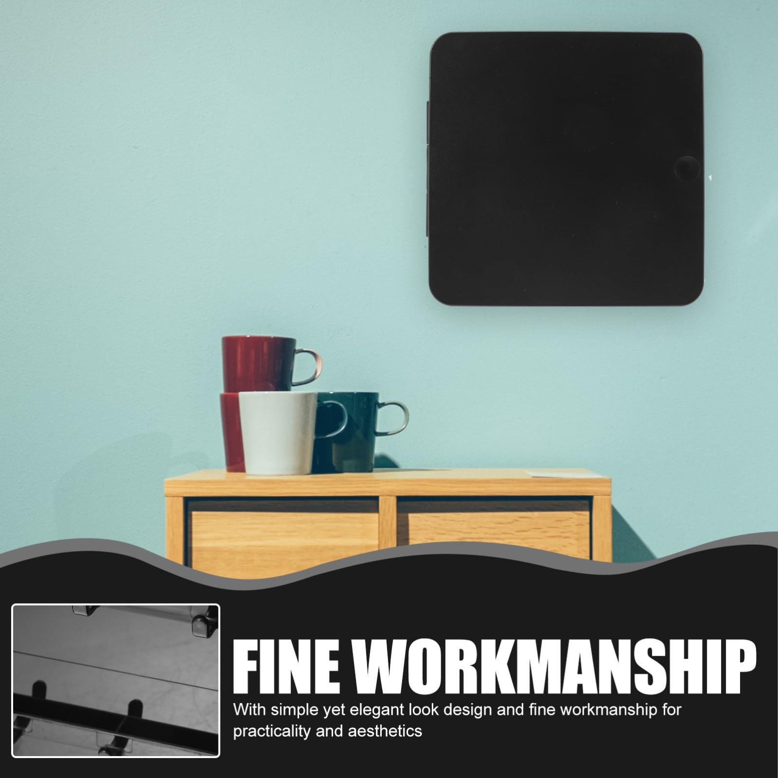 Portachiavi da Appendere al Muro Magnetico senza Foratura in Plastica Nero Design Moderno Elegante per Ufficio e Libreria