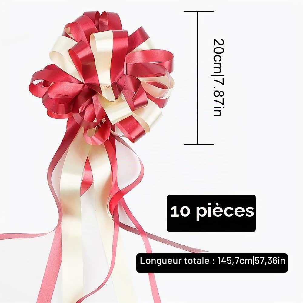 Nœuds cadeaux Noël 18 cm longueur 50 cm lot de 10 grand nœud décoratif pour mariage fête