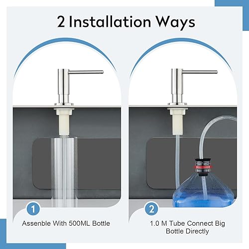Miniatura 4 de Dispensador de jabón para fregadero de cocina con botella de 17 onzas y kit de tubo de extensión de 40 pulgadas, dispensador de jabón integrado de