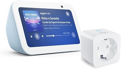 Echo Show 5 (Ultimo modello) | Azzurro + WiZ Presa intelligente, compatibile con Alexa – Kit di base per Casa Intelligente