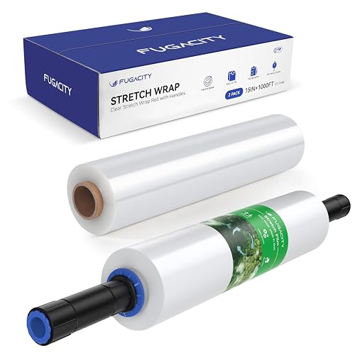 FugaCity Shrink Wrap 2 Rolls with Handles 15 in x 1000 ft, 60 Gauge