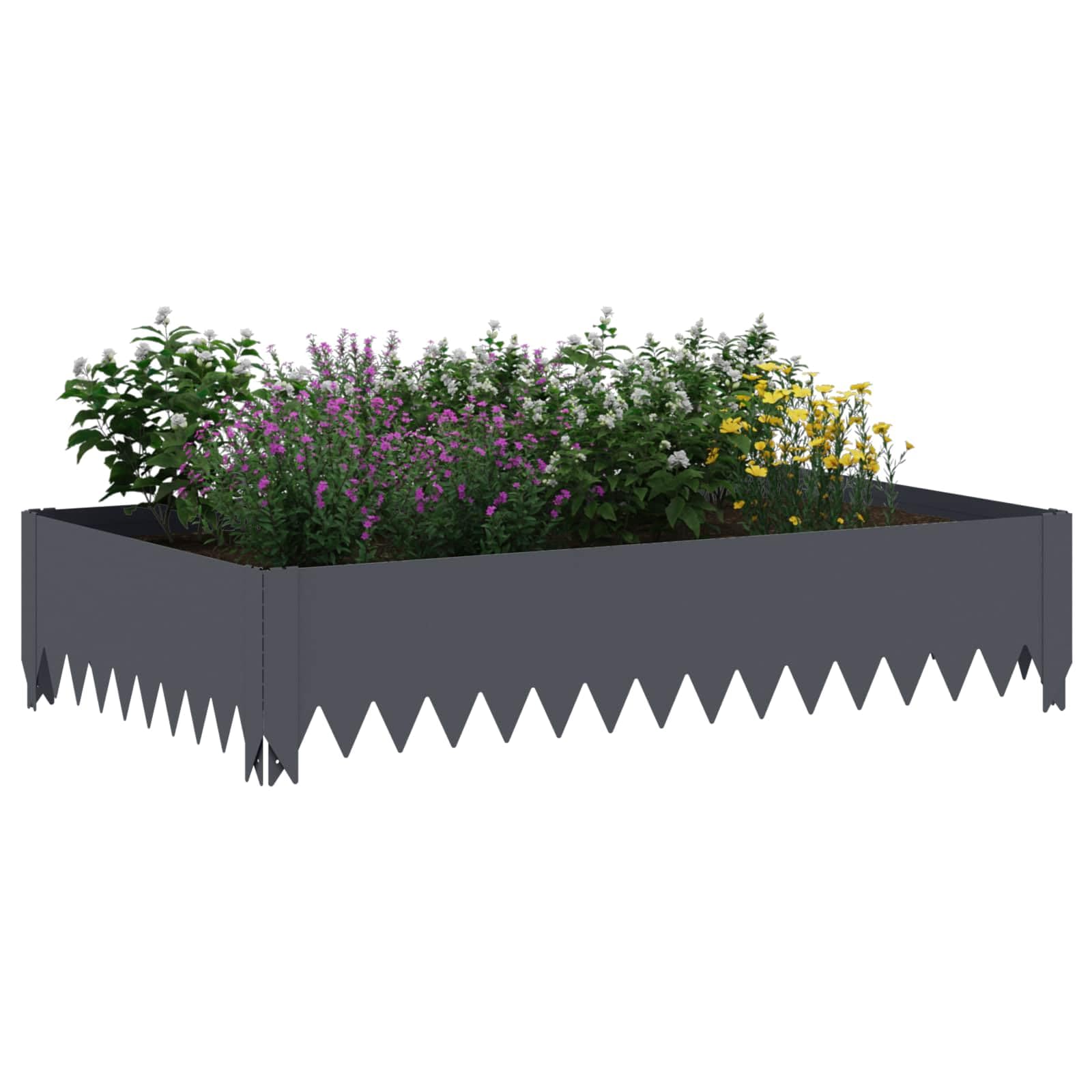 Lot de 4 bordures de pelouse - 100 x 60 x 20 cm - En acier - Anthracite - Pour chemin de jardin
