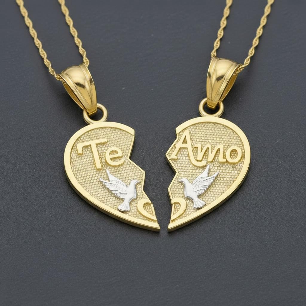 Charm America - Gold Break-Apart Te Amo Heart Charm - 10 Karat Solid Gold - Heart Pendant - Jewelry Gift For Couple - Image 4