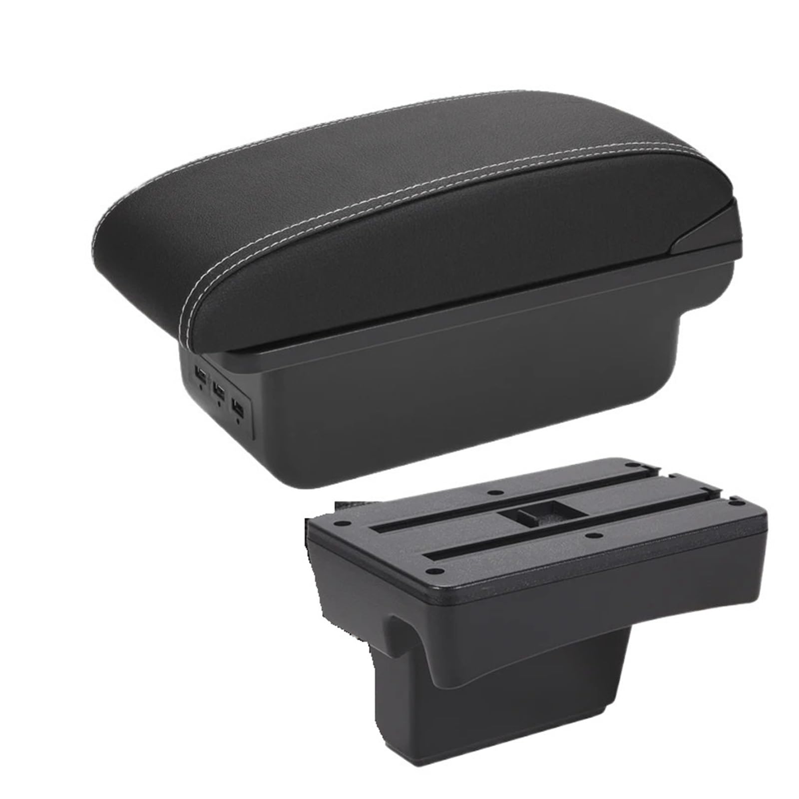 Hguvsjd Armrest Box For Peugeot 307 CC Armrest Convertible Storage Box Interior Retrofit Dedicated Car Armrests(B Black white 3USB)