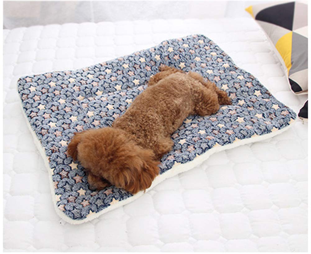 Couverture en polaire sherpa double épaisseur ultra douce pour animaux de compagnie – Jeté en polaire de qualité supérieure pour chiens et chats – Motif étoiles bleues – Taille 7