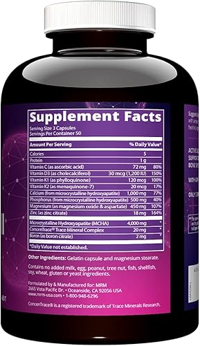 Miniatura 2 de MRM Nutrition Bone Maximizer III  con MCHA + vitamina D3 + vitamina K2  Salud ósea  Alta potencia  Vitaminas y minerales clave para huesos  50