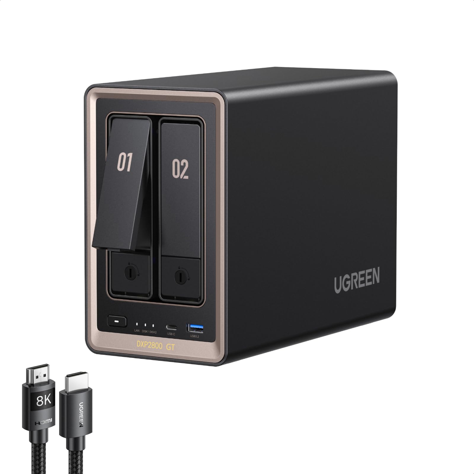 UGREEN NASync DXP2800 GT ネットワーク接続ストレージ 2ベイNASキット(HDMIケーブル付属)
