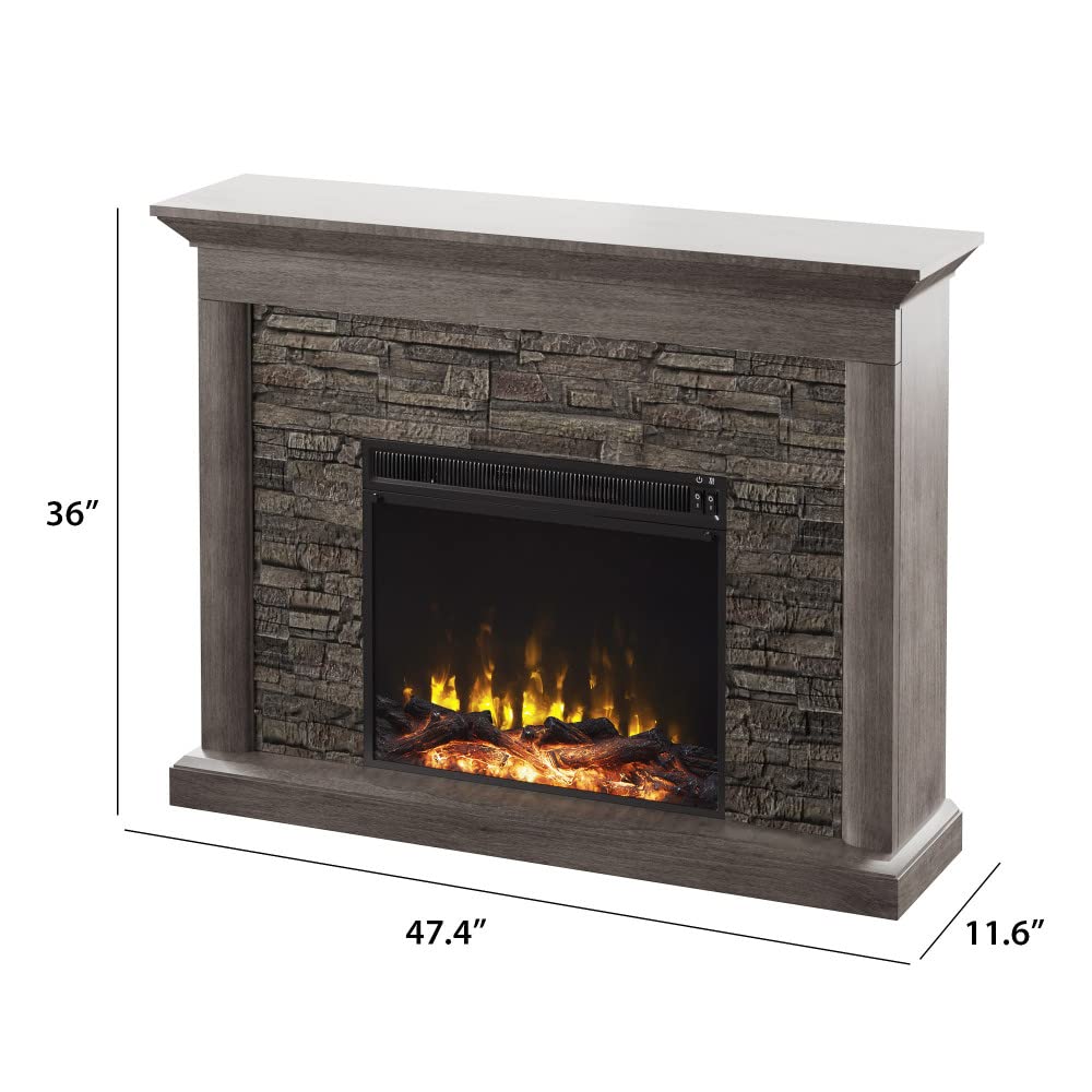 Twin Star Home Wall Mantel Electric Fireplace, Weathered Gray : Home u0026  Kitchen - Amazon.com