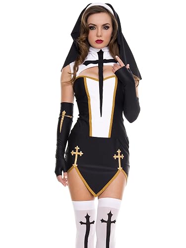 Music Legs womens Bad Habit Nun - 3X/4X - Black