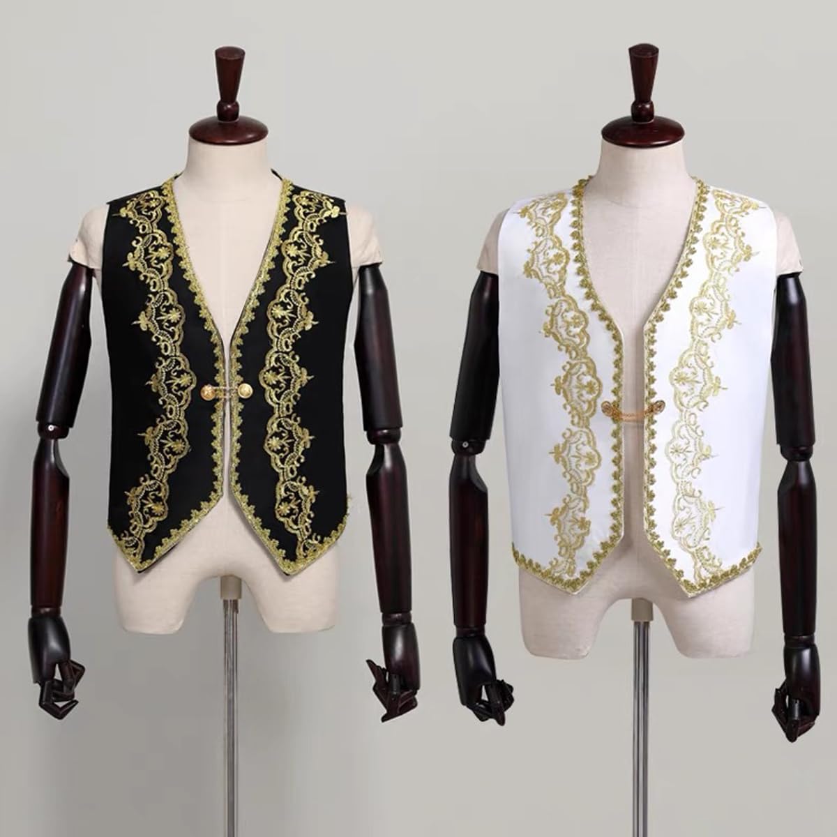 BPURB Heren Victoriaanse rococo hofstijl geborduurd vest vest prins cosplay kostuum smoking pak vest voor bruiloft prom cocktail, Zwart, L BPURB Heren Victoriaanse rococo hofstijl geborduurd vest vest prins cosplay kostuum smoking pak vest voor bruiloft prom cocktail, Zwart, L