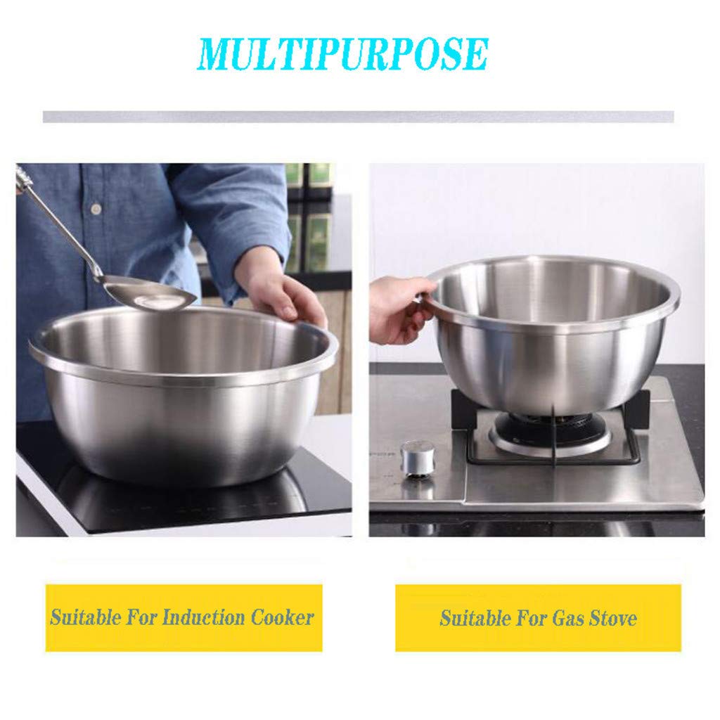 Vajilla Cuencos para Mezclar, Juego de 3 Ensaladeras de Acero Inoxidable, Cuencos Anidados de Metal para Cocina para Mezclar, Batir y Almacenar Alimentos - sin Tapa26cm-