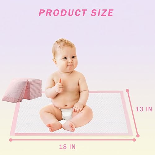 Miniatura 6 de Cambiador desechable para bebé, paquete de 20 cambiadores de pañales portátiles para bebé, almohadillas impermeables (rosa, 13 x 18 pulgadas)