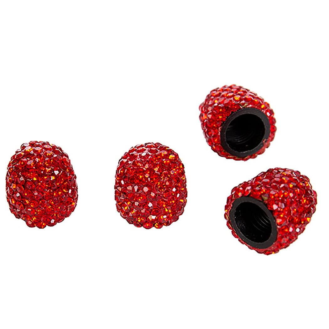 YHomU Decoration Universal Bicycle Bike Leakproof Reusable Portable Small Red Car Valve Cap Dust-Proof 4PCS Decorative Rubber Universal Leakproof Tire Stem Cap Air Valve Cover