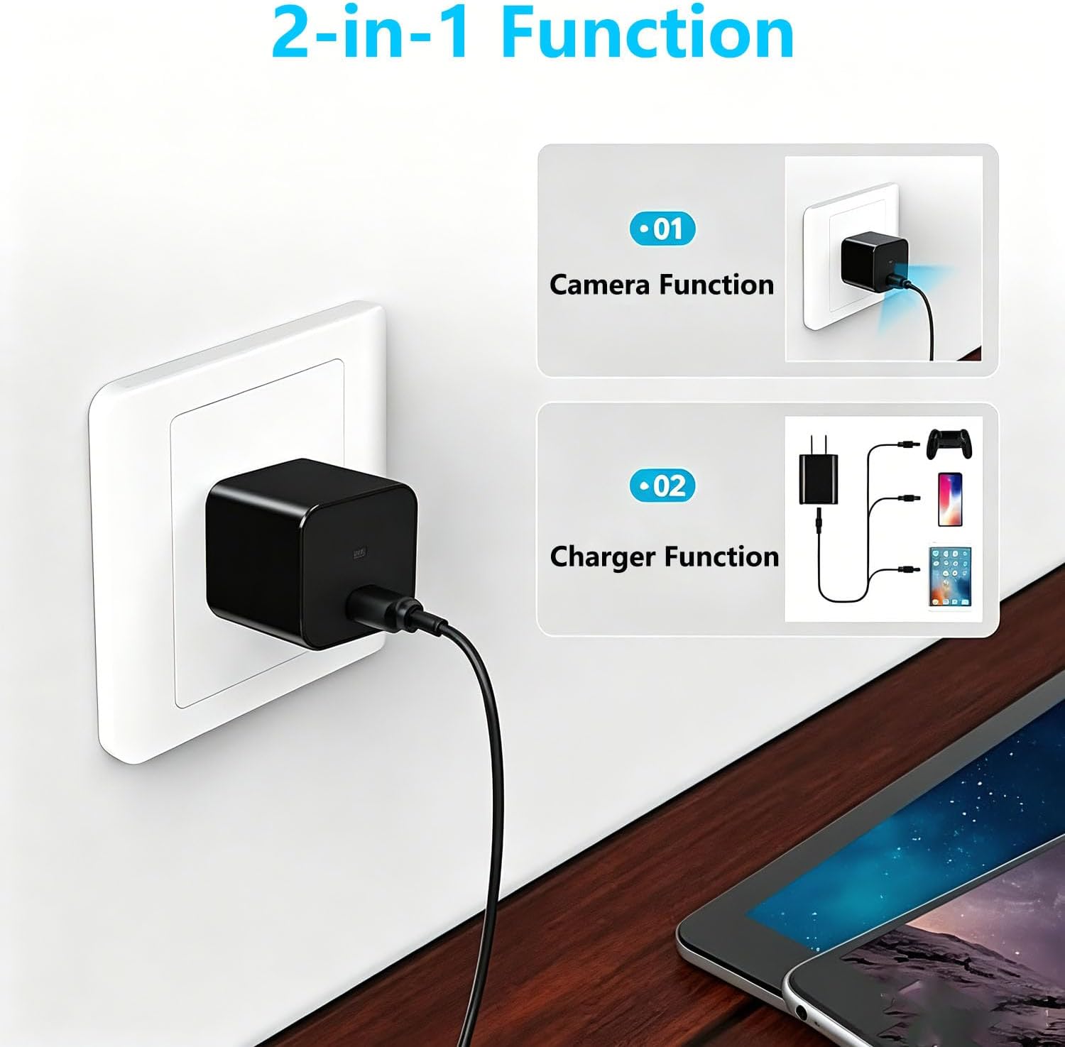 Mini Camera, 1080P Full HD Security Camera, Plug & Play Indoor Surveillance Cam for Home & Office, Pet & Child Monitoring, Supports Continuous/Motion Detection/Loop Recording, NO WiFi Supported