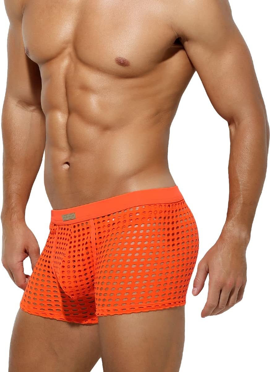 Arjen Kroos Men's Sexy Underwear Mesh Breathable Boxer Briefs Soft Stretch Trunks