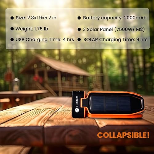 Miniatura 4 de Linterna solar 3 en 1 para acampar, linterna de emergencia LED plegable estilo trébol, linterna solar recargable rápida USB para cortes de energía,