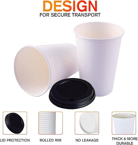 Miniatura 2 de Smygoods Tazas de café de papel de 20 oz con tapas, tazas calientes de papel con tapas, 50 unidades