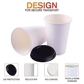 Smygoods White Disposable Paper Coffee Cups with Lids (20 OZ, 50 Count) For Hot Beverages, Tea, Espresso, Cocoa - To Go Drink Containers, Caf & Office