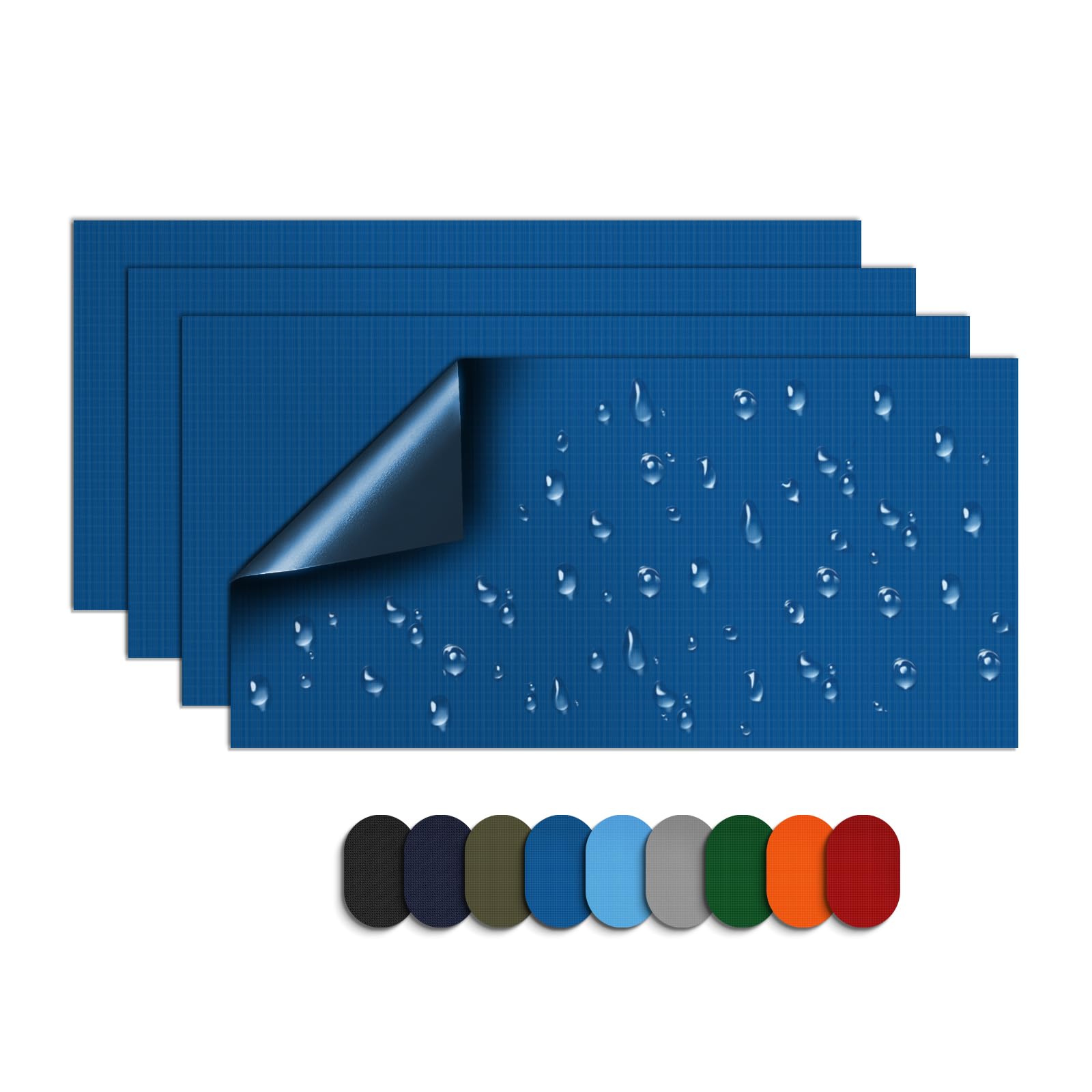 Daunenjacke flicken Reparaturset –Flicken für Daunenjacke, 4 Stück selbstklebend Stoff Nylon, wasserdicht, Reißfest, Reparaturflicken aufnäher für Jacke, Zelt, SkyBlue