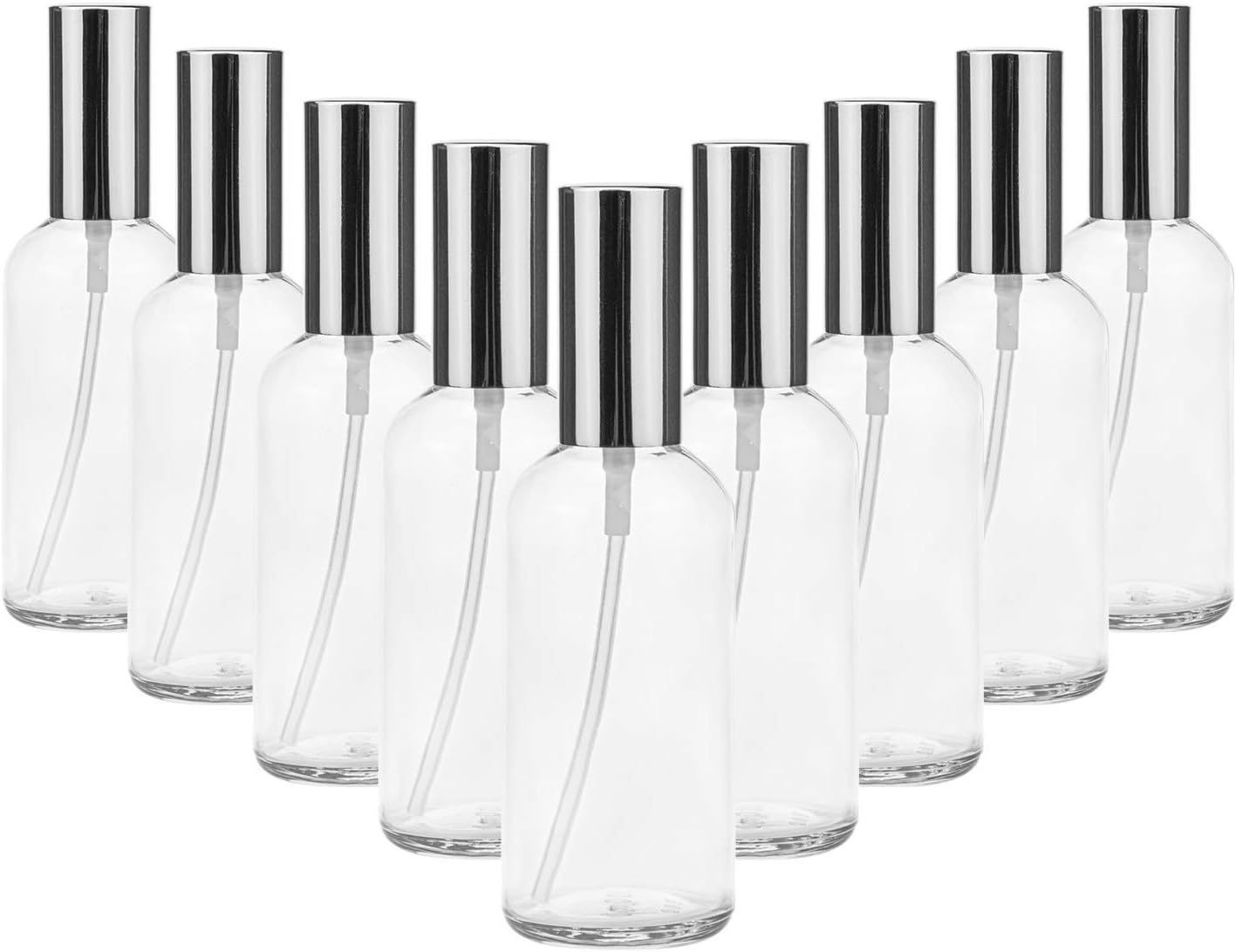 Foraineam 12 Pack 100ml / 3.4 oz. Clear Glass Spray Bottles for Perfume, Essential Oils, Cleaning Products