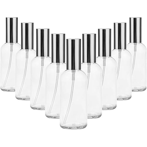 Foraineam 12 Pack 100ml / 3.4 oz. Clear Glass Spray Bottles for Perfume, Essential Oils, Cleaning Products