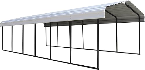 Arrow Shed CPH122907 Cochera de calibre 29 con paneles de techo de acero galvanizado, 12' x 29' x 7', cáscara de huevo