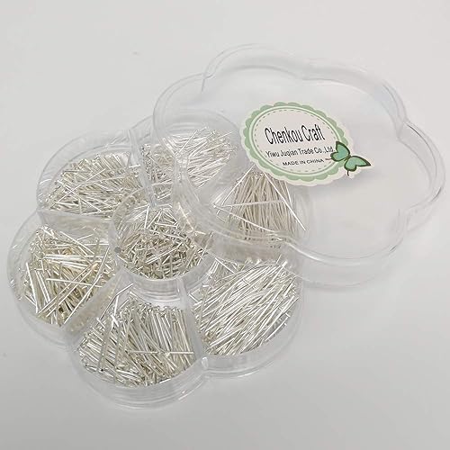 Miniatura 3 de Chenkou Craft 700 pines de cabeza plana surtidos de 7 tamaños para hacer joyas (plata, mezcla)