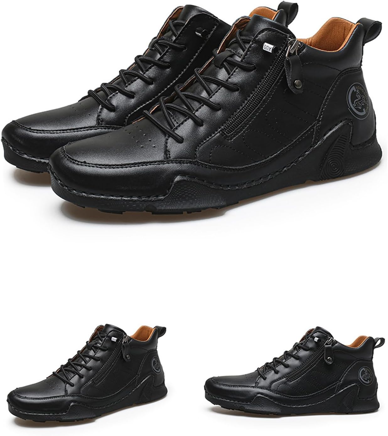 Men's leather handmade Chuka ankle boots Fashion Side Zipper Mid top Loafers Outdoor Casual Breathable Non Slip Driving Walking Boots - Image 6