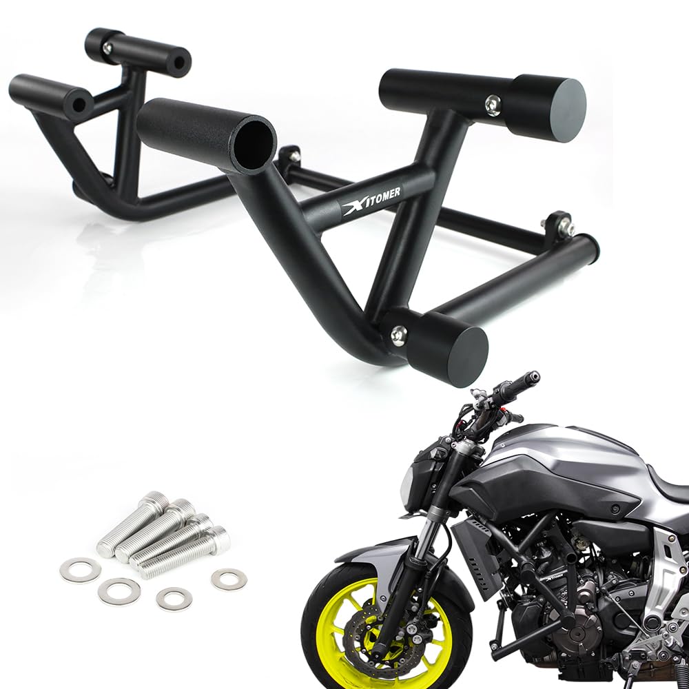 Xitomer Paramotore per stunt Crash Cage compatibile con FZ-07 MT-07 2014-2024 FZ07 MT07, XSR700 2015-2024 Steel Drift Street Crash Bar Engine Guard Race Rail