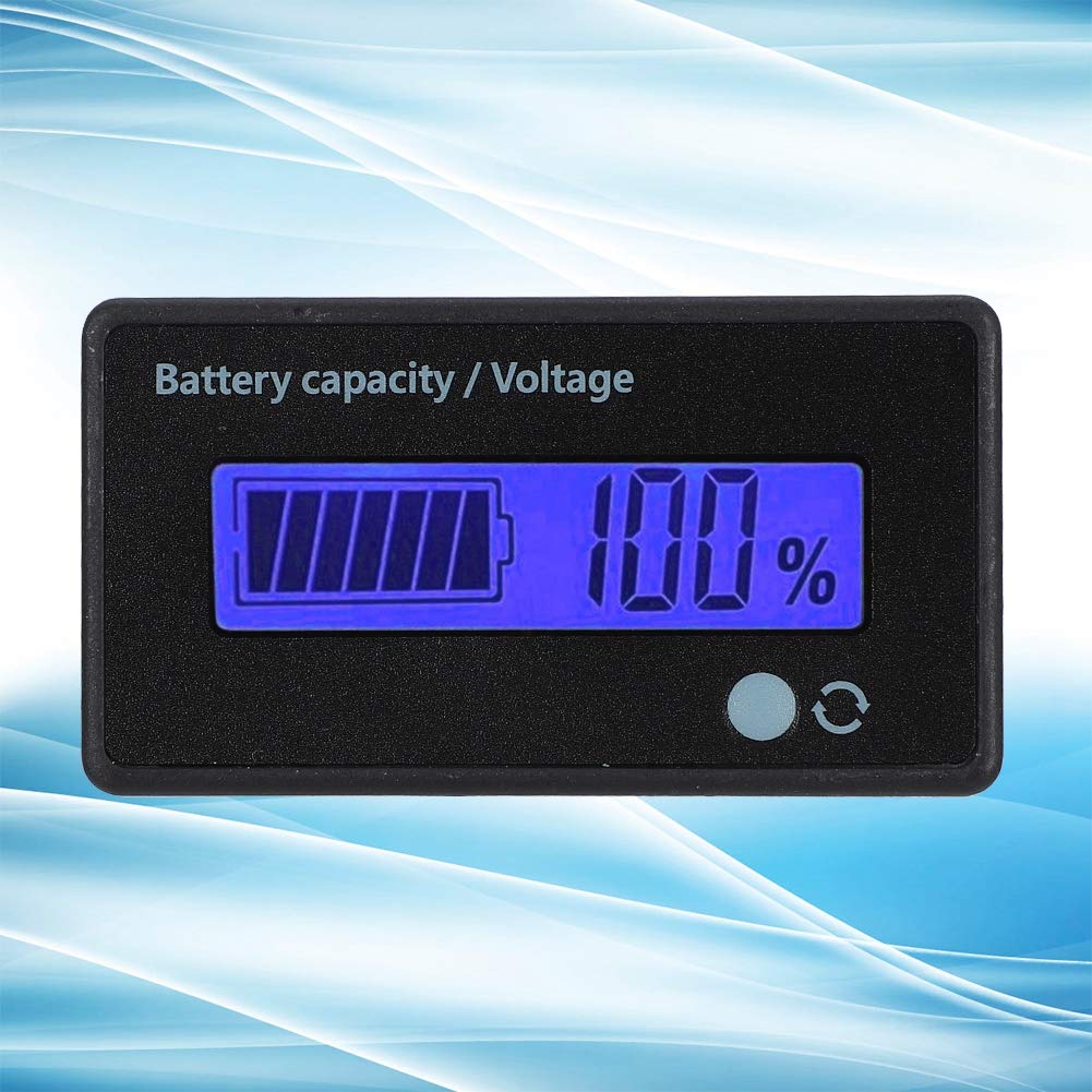 12-84V Battery Capacity Display, LCD Battery Capacity Indicator with HTN Sound Light Alarm for Lead-acid and Lithium Batteries (Blue Light)