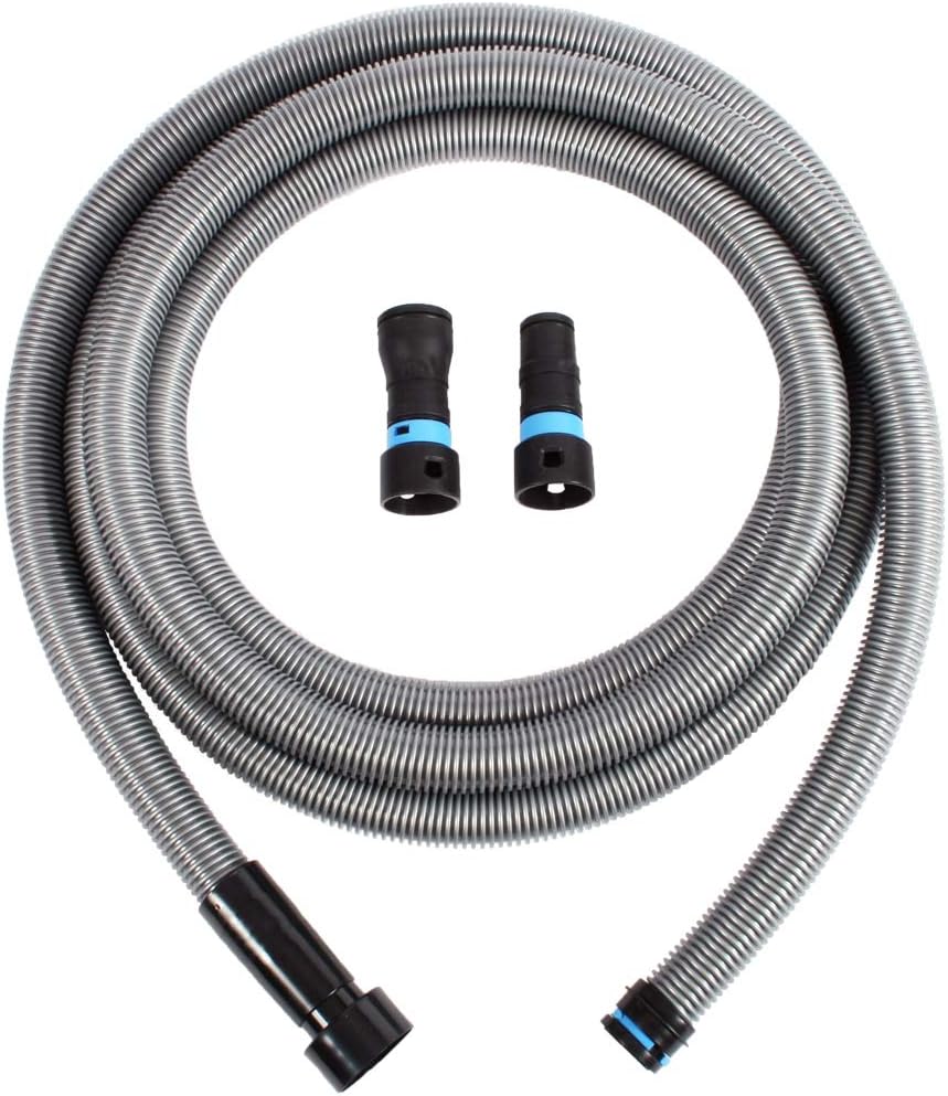 Cen-Tec Systems 94192 Quick Click 16 Ft. Hose for Home and Shop Vacuums with Multi-Brand Power Tool Adapter for Dust Collection Silver